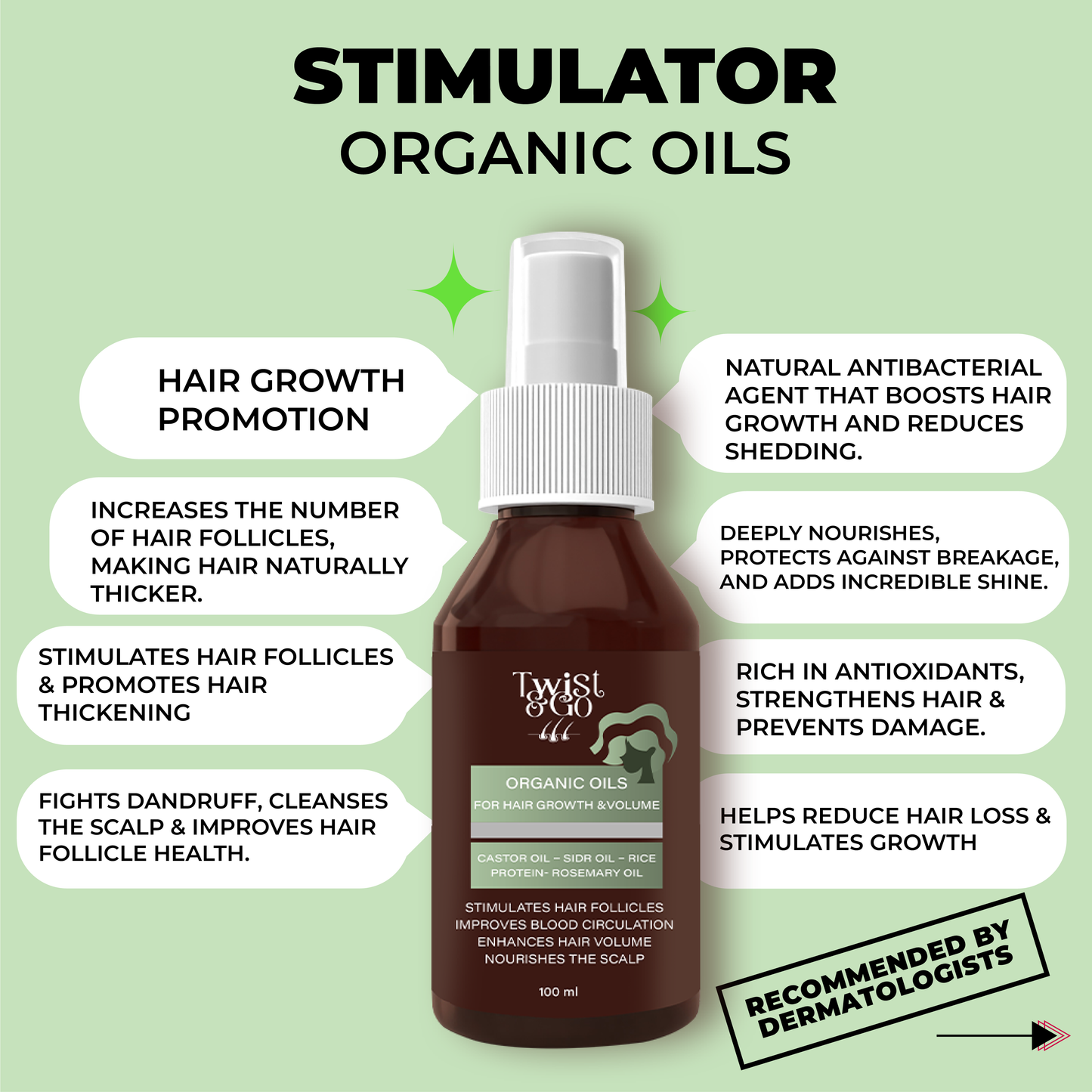 Organic Oils Stimulator - For hair growth and volume