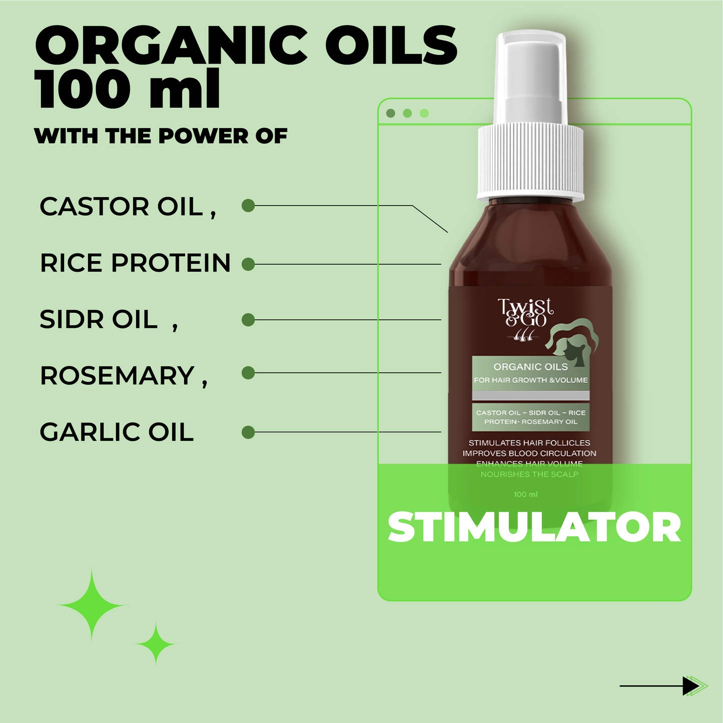 Organic Oils Stimulator - For hair growth and volume